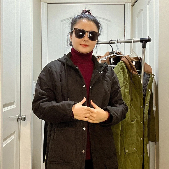 Long Thick Lightweight Winter Jackets & Winter Coat & Trench Coats size S~3XL - Picture 5 of 6